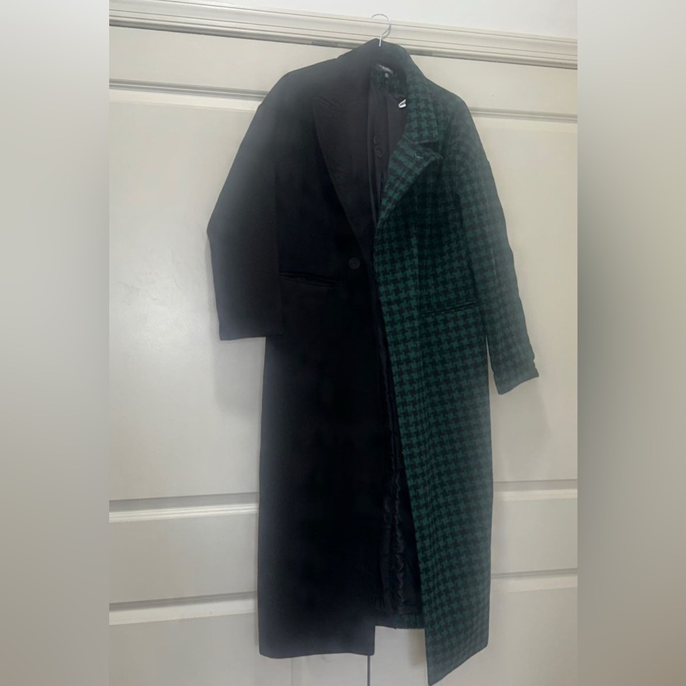 Missguided Black and Green Pea Coat